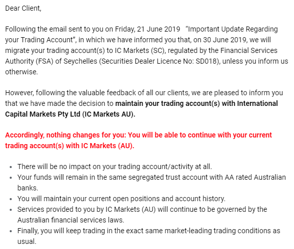 ic markets clients continue to remain in Australia
